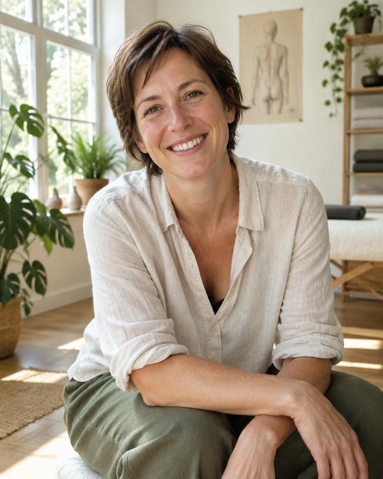 Portret van de spreker in een lichte praktijkruimte